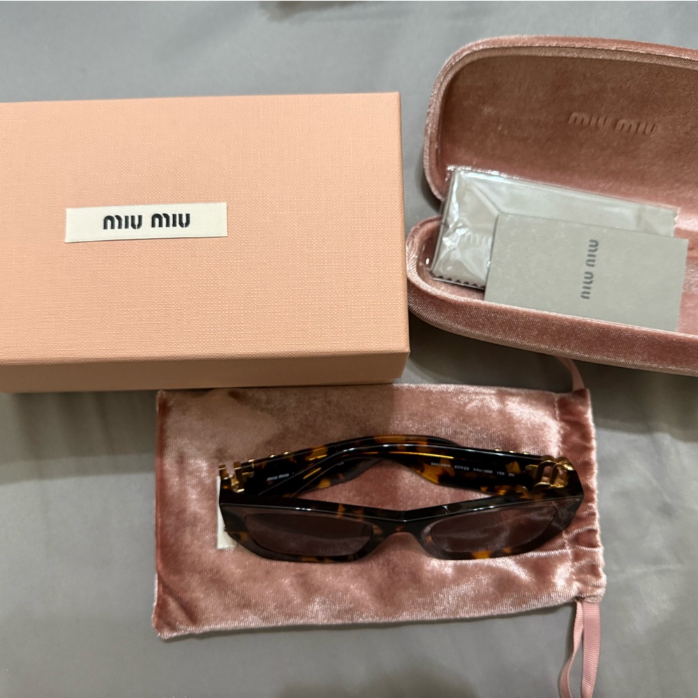 Miu Miu Tortoiseshell Sunglasses with Pink Case